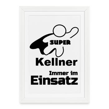 Super Kellner Geschenk - Gerahmtes Poster (27 × 37 cm) - Weiß - Vorne