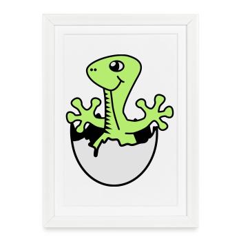 Dino | Boy | Girl | Birth - Affiche encadrée (27 × 37 cm) - blanc - Devant