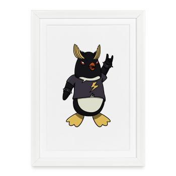 Pingouin de rocker en métal - Affiche encadrée (27 × 37 cm) - blanc - Devant