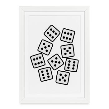 Dice - 50 ans d'anniversaire - Affiche encadrée (27 × 37 cm) - blanc - Devant