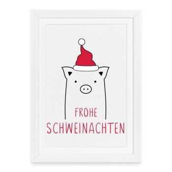 Merry Christmas I Schweinachten pig sow - Framed poster (27 × 37 cm) - white - Front