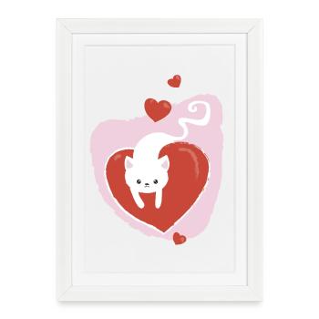 White love Cat - Framed poster (27 × 37 cm) - white - Front