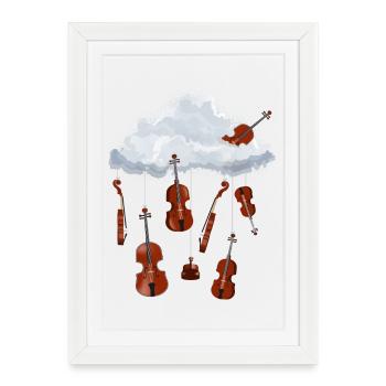 Un nuage dans le ciel plein de violons suspendus - Affiche encadrée (27 × 37 cm) - blanc - Devant