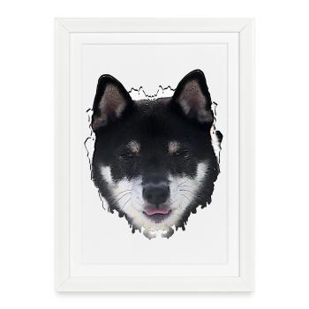 Night Dog Face Design - Framed poster (27 × 37 cm) - white - Front