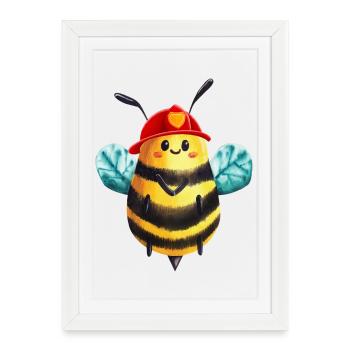 Chef des pompiers Bee : Héros des pompiers - Affiche encadrée (27 × 37 cm) - blanc - Devant