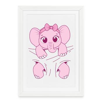 Bébé éléphant porter drôle rose bébé éléphant - Affiche encadrée (27 × 37 cm) - blanc - Devant