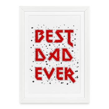 Best Dad Ever metal rock cool saying red father - Framed poster (27 × 37 cm) - white - Front
