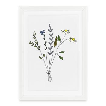 bouquet de prairies fleuries - Affiche encadrée (27 × 37 cm) - blanc - Devant