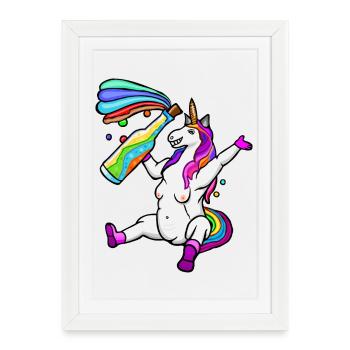 funny LGPT unicorn, colorful unicorn, rainbow - Framed poster (27 × 37 cm) - white - Front