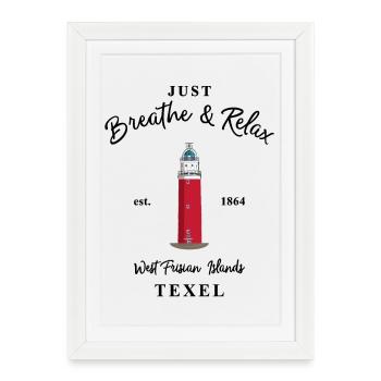 LighthouseTexel, Île de Frise occidentale Pays-Bas - Affiche encadrée (27 × 37 cm) - blanc - Devant