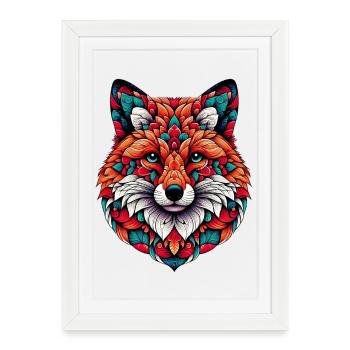 Fox decorated with Mandalas - Framed poster (27 × 37 cm) - white - Front