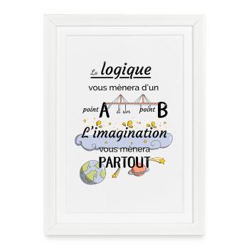 Citation imagination - Affiche encadrée (27 × 37 cm) - blanc - Devant
