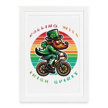 Leprechaun Cycling St. Patrick's Day - Framed poster (27 × 37 cm) - white - Front