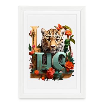 Tiger and Flowers Love - Framed poster (27 × 37 cm) - white - Front