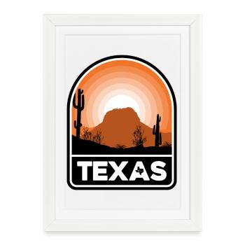 Texas Desert Sunset Emblem - Framed poster (27 × 37 cm) - white - Front