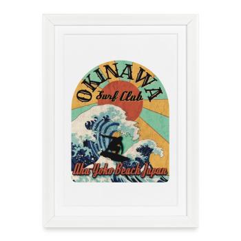 Okinawa Surf Club (Distressed) - Framed poster (27 × 37 cm) - white - Front