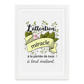 Citation illustrée : l'attention - Affiche encadrée (27 × 37 cm) - blanc - Devant