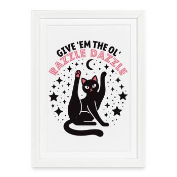 Funny cat: Give Them The Ol' Razzle Dazzle - Framed poster (27 × 37 cm) - white - Front