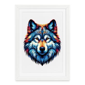 Loup - Affiche encadrée (27 × 37 cm) - blanc - Devant