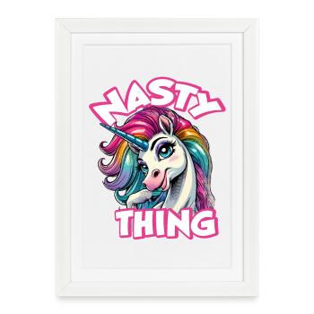 Nasty little Unicorn - Framed poster (27 × 37 cm) - white - Front