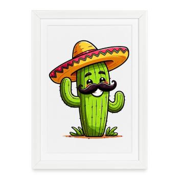 Cactus - Affiche encadrée (27 × 37 cm) - blanc - Devant