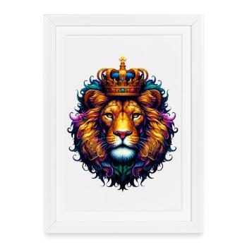 Lion - Framed poster (27 × 37 cm) - white - Front