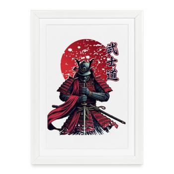 Bushido guerrier samouraï | Rouge classique | Limité - Affiche encadrée (27 × 37 cm) - blanc - Devant