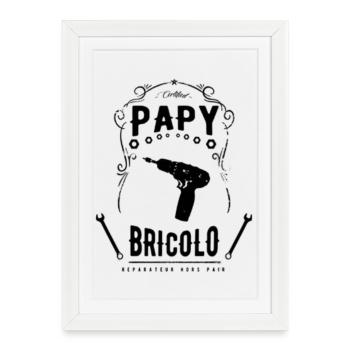 Papi bricolo - Affiche encadrée (27 × 37 cm) - blanc - Devant