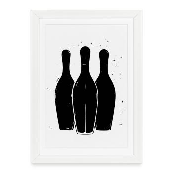 Dessin de bowling - Affiche encadrée (27 × 37 cm) - blanc - Devant