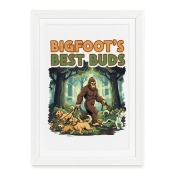Bigfoot’s Best Buds Forest Dog Walk - Affiche encadrée (27 × 37 cm) - blanc - Devant