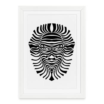 Psy-Chic Psychedlic Sixties Good Voodoo Mask - Framed poster (27 × 37 cm) - white - Front