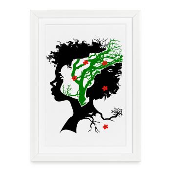 Arbre abstrait avec des fleurs - Affiche encadrée (27 × 37 cm) - blanc - Devant