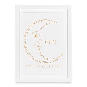 Mystic Moon Face 666 – Love Yourself First - Framed poster (27 × 37 cm) - white - Front