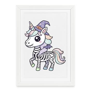 Boho Skeleton Unicorn - Halloween Unicorn Lover - Affiche encadrée (27 × 37 cm) - blanc - Devant