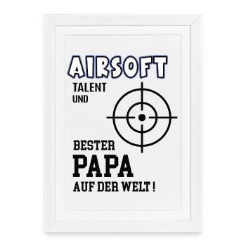 Joueur d’Airsoft Airsoft Papa Père Père - Affiche encadrée (27 × 37 cm) - blanc - Devant