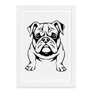 Bulldog Black Dog T-shirt Gift - Framed poster (27 × 37 cm) - white - Front