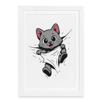 Kitten Cuddly Cat Cute Cat - Framed poster (27 × 37 cm) - white - Front