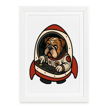 Bulldog Space Pilot - Framed poster (27 × 37 cm) - white - Front