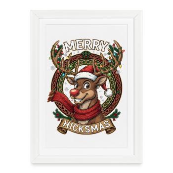 Renne Rudolph Bande dessinée - Cadeau de Noël - Affiche encadrée (27 × 37 cm) - blanc - Devant