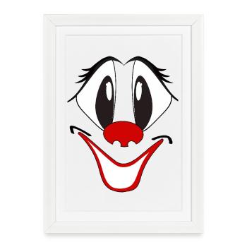 Laughing Clown Cartoon Face - Framed poster (27 × 37 cm) - white - Front