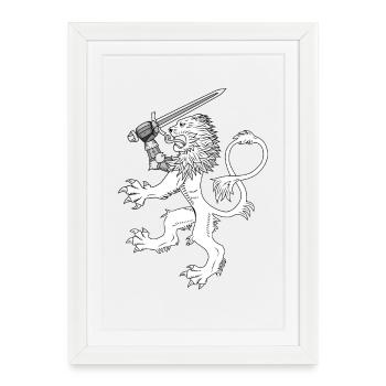 Aalto Asko Art Heraldic Lion White - Framed poster (27 × 37 cm) - white - Front