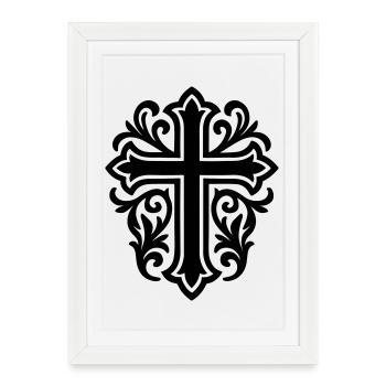 Symbole de croix chrétien - Affiche encadrée (27 × 37 cm) - blanc - Devant