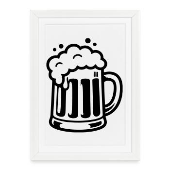 Bière Mug, Bière Comique - Affiche encadrée (27 × 37 cm) - blanc - Devant