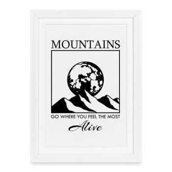 Mountain Range with the Moon - Framed poster (27 × 37 cm) - white - Front