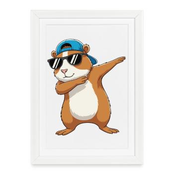 Dessin animé de lunettes de soleil cobaye à tapoter cool - Affiche encadrée (27 × 37 cm) - blanc - Devant