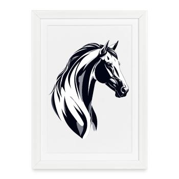 Black White Horse Head Drawing Sketch - Framed poster (27 × 37 cm) - white - Front