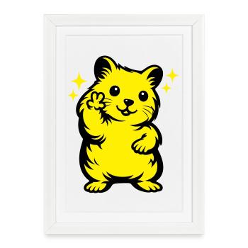 Dessin animé de hamster - Affiche encadrée (27 × 37 cm) - blanc - Devant