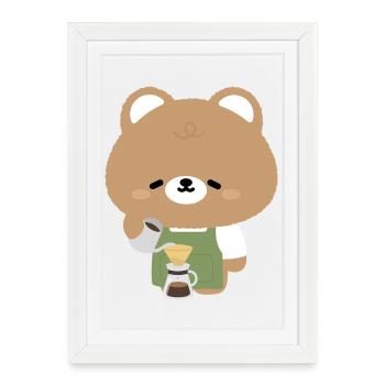 Verse du café Bear Barista - Affiche encadrée (27 × 37 cm) - blanc - Devant
