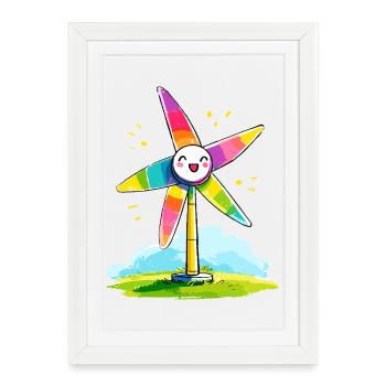 Rainbow Windmill Smile - Framed poster (27 × 37 cm) - white - Front