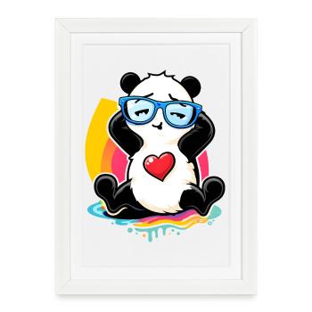 Panda détendu avec des lunettes de soleil - Affiche encadrée (27 × 37 cm) - blanc - Devant